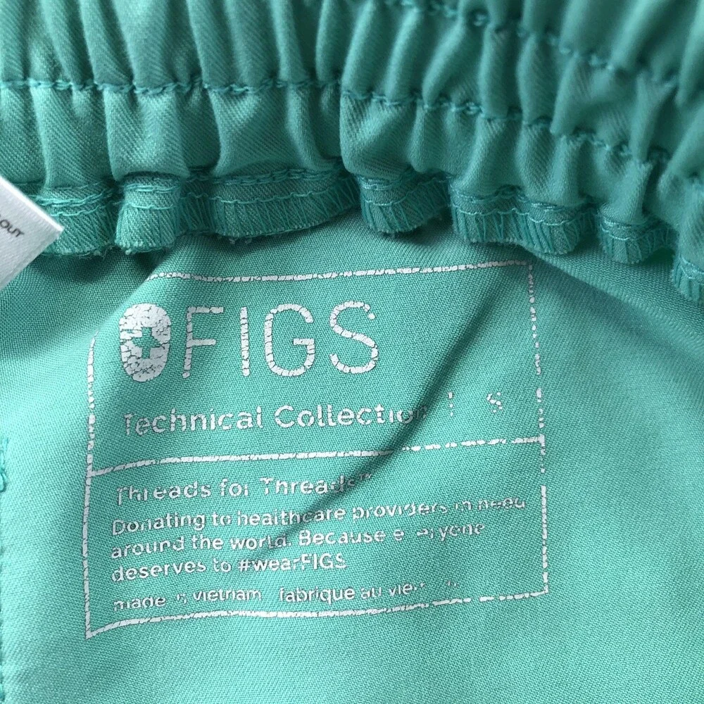 FIGS Scrub Pants Womens Small Green Cargo Twill Technical Collection Medical